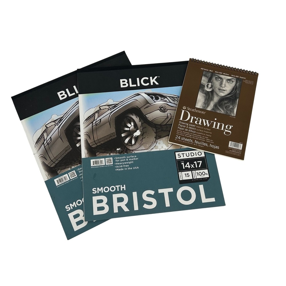 Blick Studio Smooth Bristol 14x17 & Strathmore 400 Series Drawing Paper Pad Set